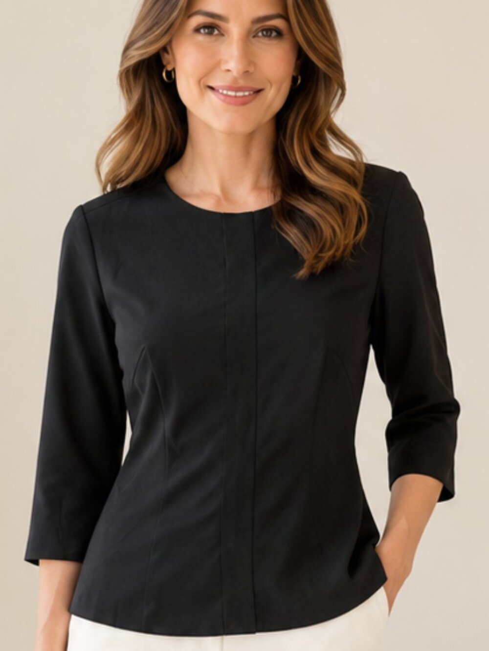 Elizabeth & Clarke “Unstainable Bancroft” Black Fully Lined Work Top - Size 10